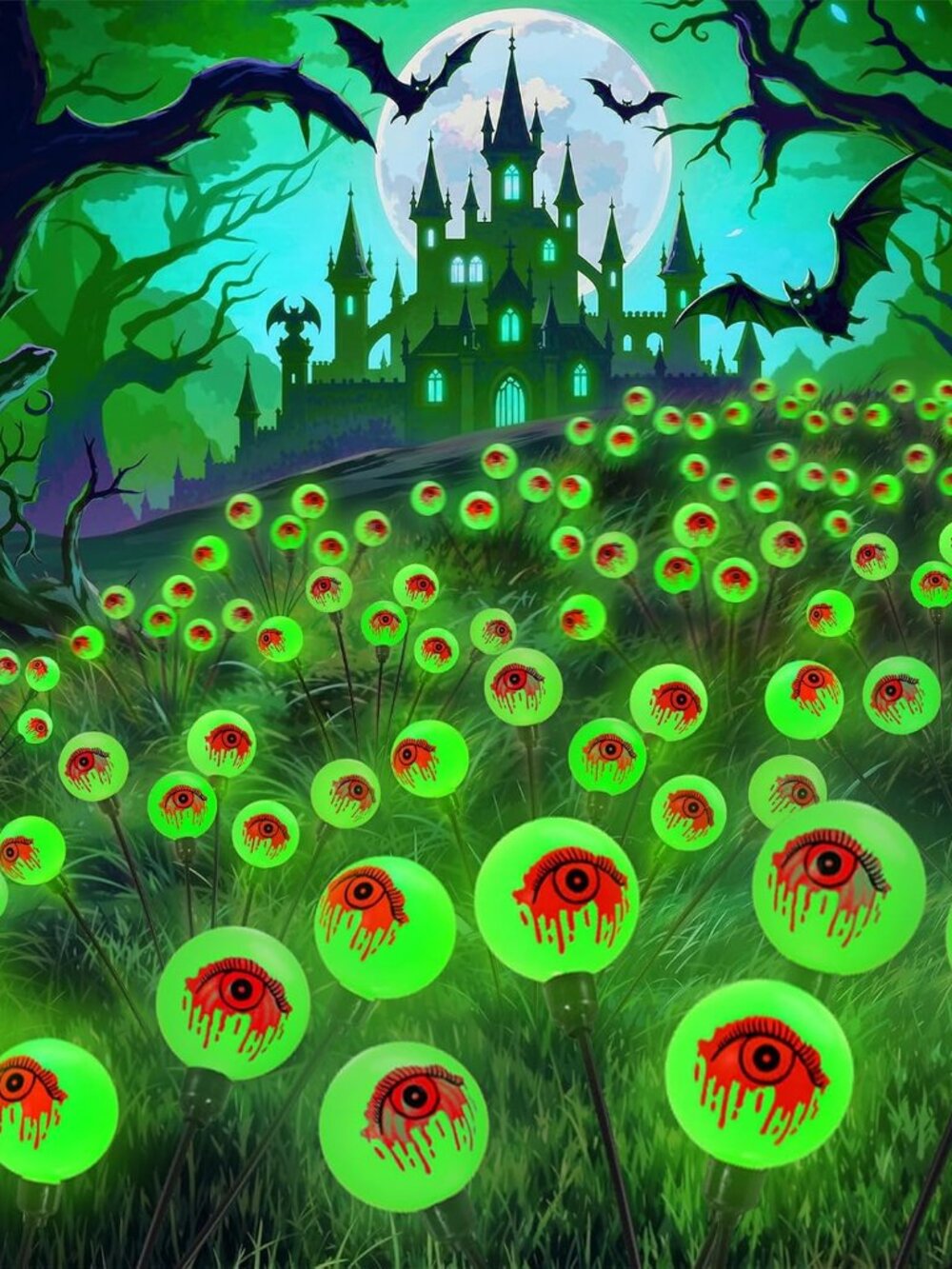 6 Pack Halloween Decorations Outdoor Bleeding Eyeball Lights